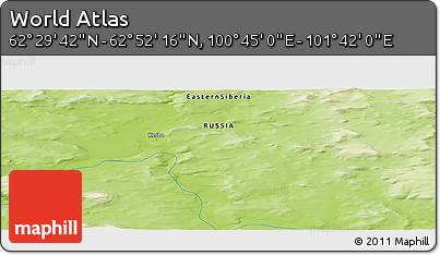 Physical Panoramic Map of the Area around 62° 40' 59" N, 101° 13' 29" E