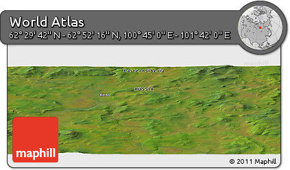 Satellite Panoramic Map of the Area around 62° 40' 59" N, 101° 13' 29" E