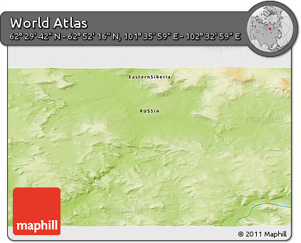 Physical 3D Map of the Area around 62° 40' 59" N, 102° 4' 29" E