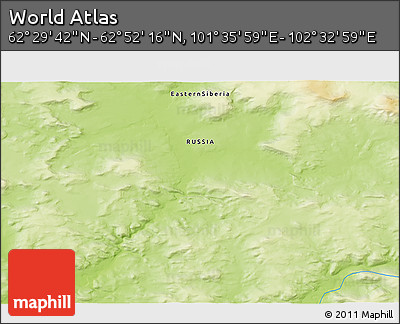 Physical 3D Map of the Area around 62° 40' 59" N, 102° 4' 29" E