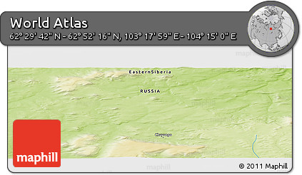 Physical Panoramic Map of the Area around 62° 40' 59" N, 103° 46' 30" E