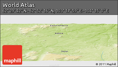 Physical Panoramic Map of the Area around 62° 40' 59" N, 103° 46' 30" E