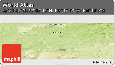 Physical Panoramic Map of the Area around 62° 40' 59" N, 103° 46' 30" E