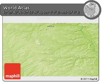Physical 3D Map of the Area around 62° 40' 59" N, 105° 28' 29" E