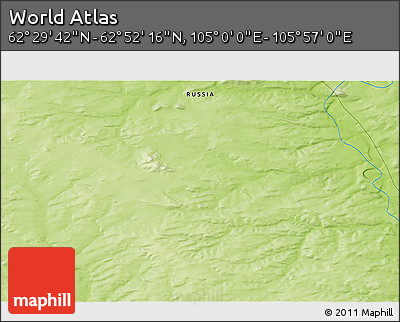 Physical 3D Map of the Area around 62° 40' 59" N, 105° 28' 29" E