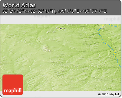 Physical 3D Map of the Area around 62° 40' 59" N, 105° 28' 29" E