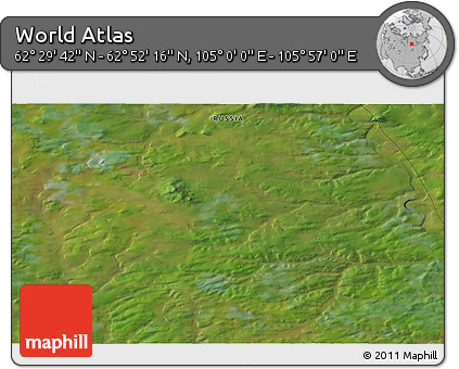 Satellite 3D Map of the Area around 62° 40' 59" N, 105° 28' 29" E