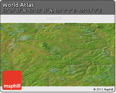 Satellite 3D Map of the Area around 62° 40' 59" N, 105° 28' 29" E