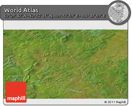 Satellite 3D Map of the Area around 62° 40' 59" N, 106° 19' 29" E