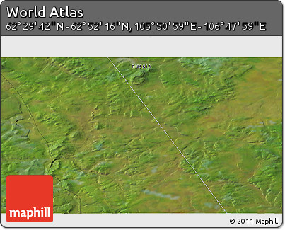 Satellite 3D Map of the Area around 62° 40' 59" N, 106° 19' 29" E