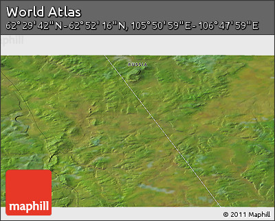 Satellite 3D Map of the Area around 62° 40' 59" N, 106° 19' 29" E