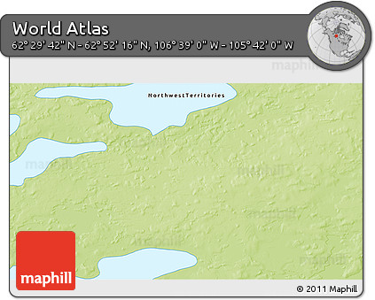 Physical 3D Map of the Area around 62° 40' 59" N, 106° 10' 30" W