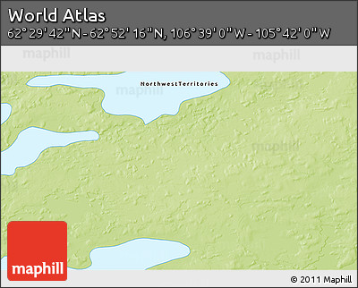 Physical 3D Map of the Area around 62° 40' 59" N, 106° 10' 30" W