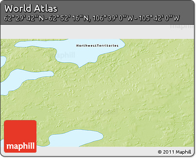 Physical 3D Map of the Area around 62° 40' 59" N, 106° 10' 30" W