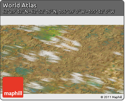 Satellite 3D Map of the Area around 62° 40' 59" N, 106° 10' 30" W