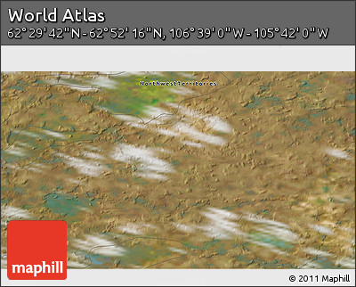 Satellite 3D Map of the Area around 62° 40' 59" N, 106° 10' 30" W