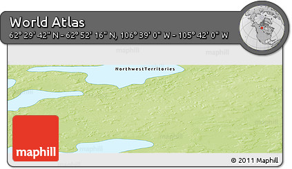 Physical Panoramic Map of the Area around 62° 40' 59" N, 106° 10' 30" W