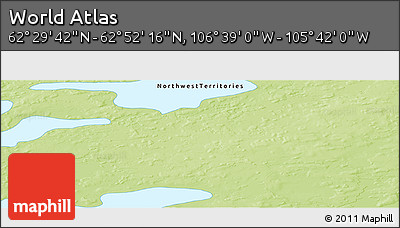 Physical Panoramic Map of the Area around 62° 40' 59" N, 106° 10' 30" W
