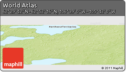 Physical Panoramic Map of the Area around 62° 40' 59" N, 106° 10' 30" W
