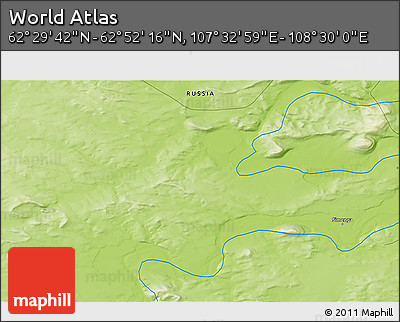 Physical 3D Map of the Area around 62° 40' 59" N, 108° 1' 30" E