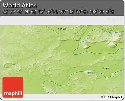 Physical 3D Map of the Area around 62° 40' 59" N, 108° 1' 30" E