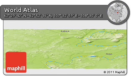 Physical Panoramic Map of the Area around 62° 40' 59" N, 108° 1' 30" E