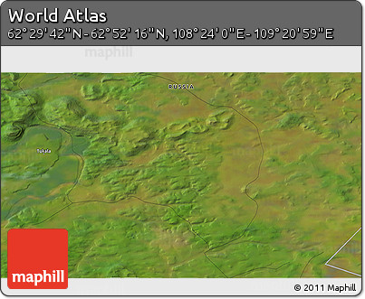 Satellite 3D Map of the Area around 62° 40' 59" N, 108° 52' 30" E