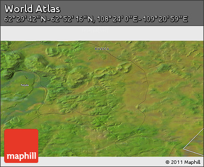 Satellite 3D Map of the Area around 62° 40' 59" N, 108° 52' 30" E