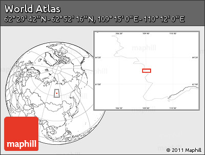 Blank Location Map of the Area around 62° 40' 59" N, 109° 43' 29" E