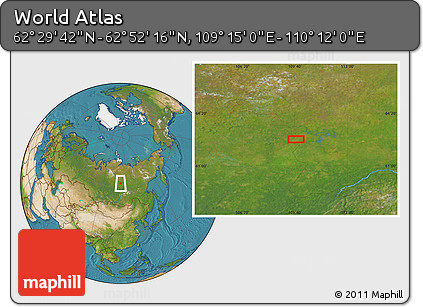 Satellite Location Map of the Area around 62° 40' 59" N, 109° 43' 29" E