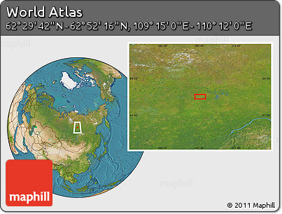 Satellite Location Map of the Area around 62° 40' 59" N, 109° 43' 29" E