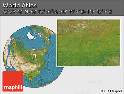 Satellite Location Map of the Area around 62° 40' 59" N, 109° 43' 29" E