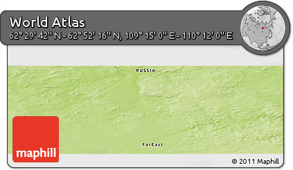 Physical Panoramic Map of the Area around 62° 40' 59" N, 109° 43' 29" E