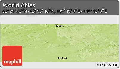 Physical Panoramic Map of the Area around 62° 40' 59" N, 109° 43' 29" E