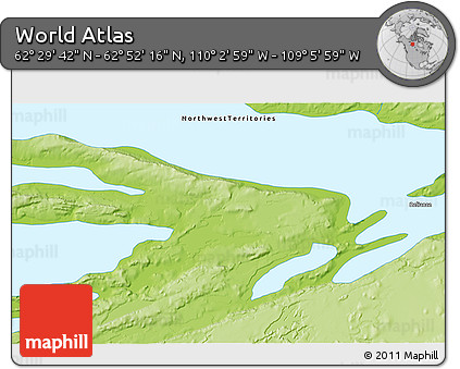 Physical 3D Map of the Area around 62° 40' 59" N, 109° 34' 29" W