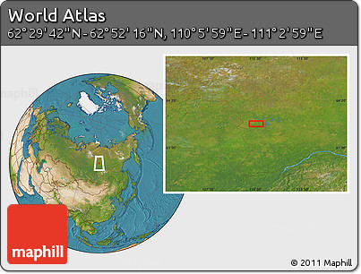 Satellite Location Map of the Area around 62° 40' 59" N, 110° 34' 29" E