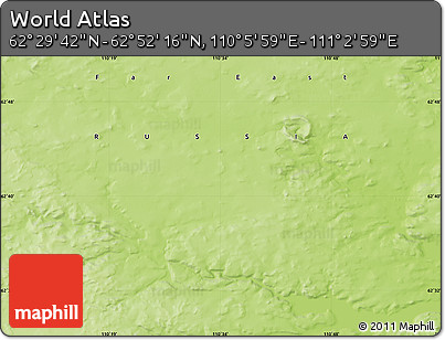 Physical Map of the Area around 62° 40' 59" N, 110° 34' 29" E