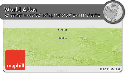 Physical Panoramic Map of the Area around 62° 40' 59" N, 110° 34' 29" E