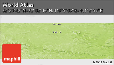 Physical Panoramic Map of the Area around 62° 40' 59" N, 110° 34' 29" E