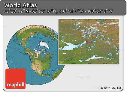 Satellite Location Map of the Area around 62° 40' 59" N, 110° 25' 30" W