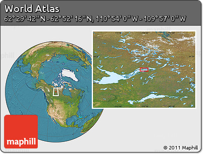 Satellite Location Map of the Area around 62° 40' 59" N, 110° 25' 30" W