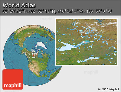 Satellite Location Map of the Area around 62° 40' 59" N, 110° 25' 30" W