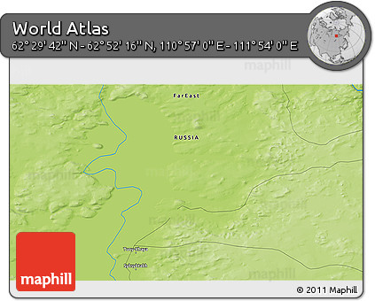 Physical 3D Map of the Area around 62° 40' 59" N, 111° 25' 30" E