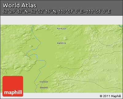 Physical 3D Map of the Area around 62° 40' 59" N, 111° 25' 30" E