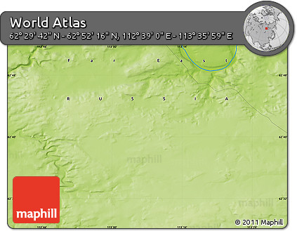Physical Map of the Area around 62° 40' 59" N, 113° 7' 30" E