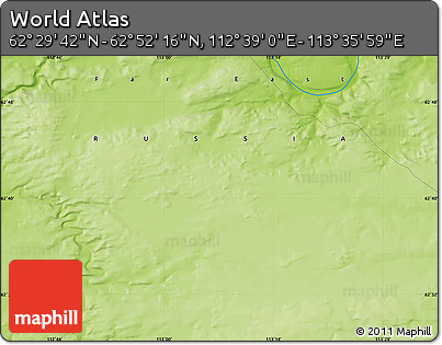 Physical Map of the Area around 62° 40' 59" N, 113° 7' 30" E