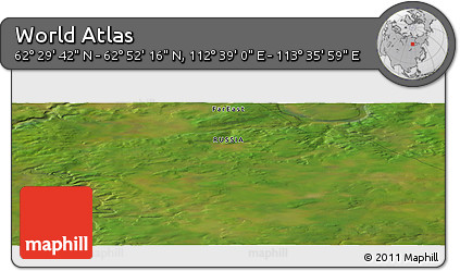 Satellite Panoramic Map of the Area around 62° 40' 59" N, 113° 7' 30" E