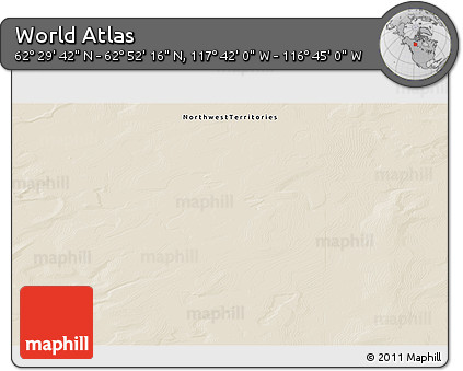 Shaded Relief 3D Map of the Area around 62° 40' 59" N, 117° 13' 29" W