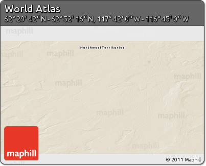 Shaded Relief 3D Map of the Area around 62° 40' 59" N, 117° 13' 29" W