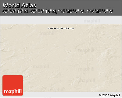 Shaded Relief 3D Map of the Area around 62° 40' 59" N, 117° 13' 29" W